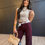 Mock Neck Cap Sleeve Heathered Knit Top- Taupe - Infinity Raine