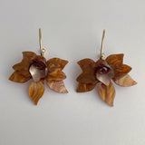 Chrome Flower Petal Dangle Earrings In Coffee