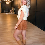 Tuscany Faux Sued Shorts In Camel