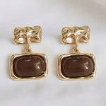 Caramel Geometric Stud Earrings - Infinity Raine