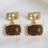 Caramel Geometric Stud Earrings - Infinity Raine