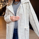 Marceau Houndstooth Coat in Cream Multi