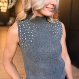 Shelby Embellished Sweater Vest in Charcoal