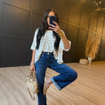 Billie Stripe Brushed Dolman Top In Cream Taupe - Infinity Raine