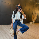 Billie Stripe Brushed Dolman Top In Cream Taupe - Infinity Raine