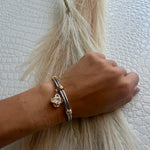 Two Tone Double Cable Clover Bracelet - Infinity Raine