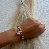 Two Tone Double Cable Clover Bracelet - Infinity Raine
