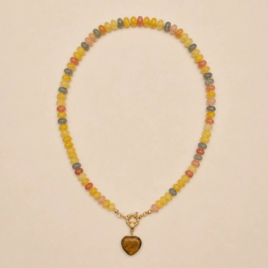 Natural Stone Semi-Precious Glass Mixed Necklace In Tort - Infinity Raine