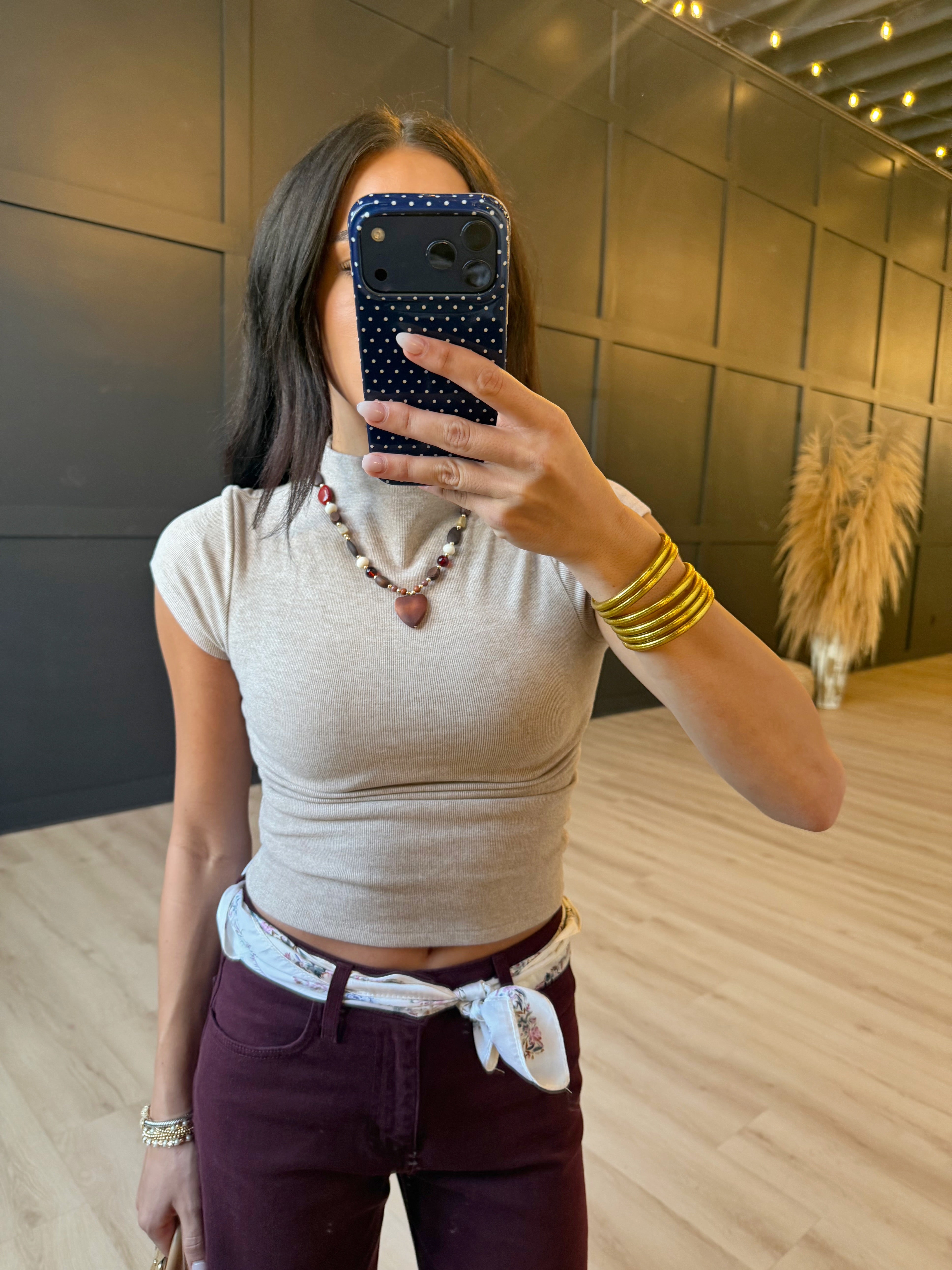 Mock Neck Cap Sleeve Heathered Knit Top- Taupe - Infinity Raine
