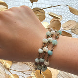 Amazonite Triple Strand Beaded Bracelet