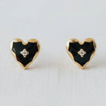 Black Drip Glaze Heart Drop Earrings - Infinity Raine