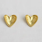 Vintage Inspired Gold-Toned Textured Heart Stud Earrings - Infinity Raine