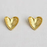 Vintage Inspired Gold-Toned Textured Heart Stud Earrings - Infinity Raine