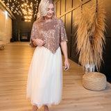 Invitation Tulle Midi Skirt In Cream