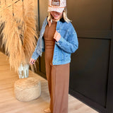 Elastic Waist Side Panel Knit Lounge Pants In Brown