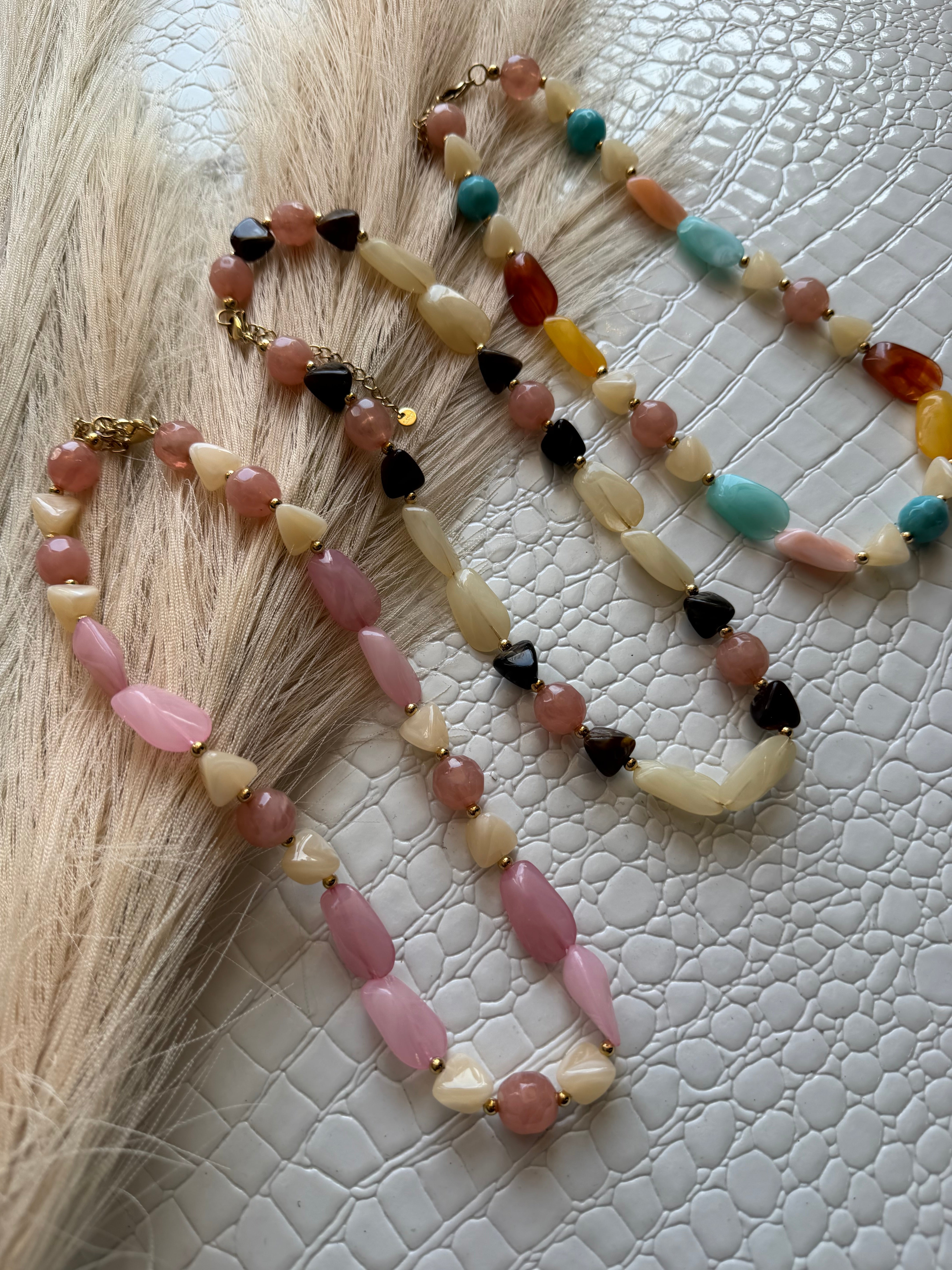 Marble Resin and Metallic Beads Necklace - Infinity Raine