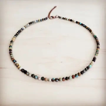 Faceted Genuine HuBei Turquoise Beaded Collar Necklace - Infinity Raine