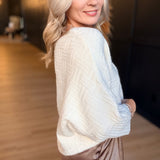 Relaxed Textured Pullover In Cream