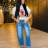 High Rise Crop Barrel Cuffed Stretchy Jeans