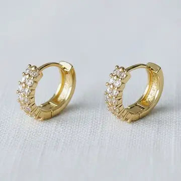 Vintage Inspired Cubic Zirconia Huggie Hoop Earrings - Infinity Raine