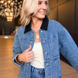 Plot Twist Denim Jacket In Mid Wash
