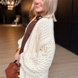 Iggy Hand Knit Chunky Long Open Cardigan In Ivory