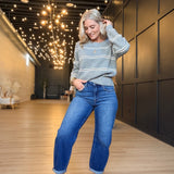 Warm Chai Stripe Sweater In Grey Multi