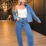 Plot Twist Barrel Jeans In Mid Wash