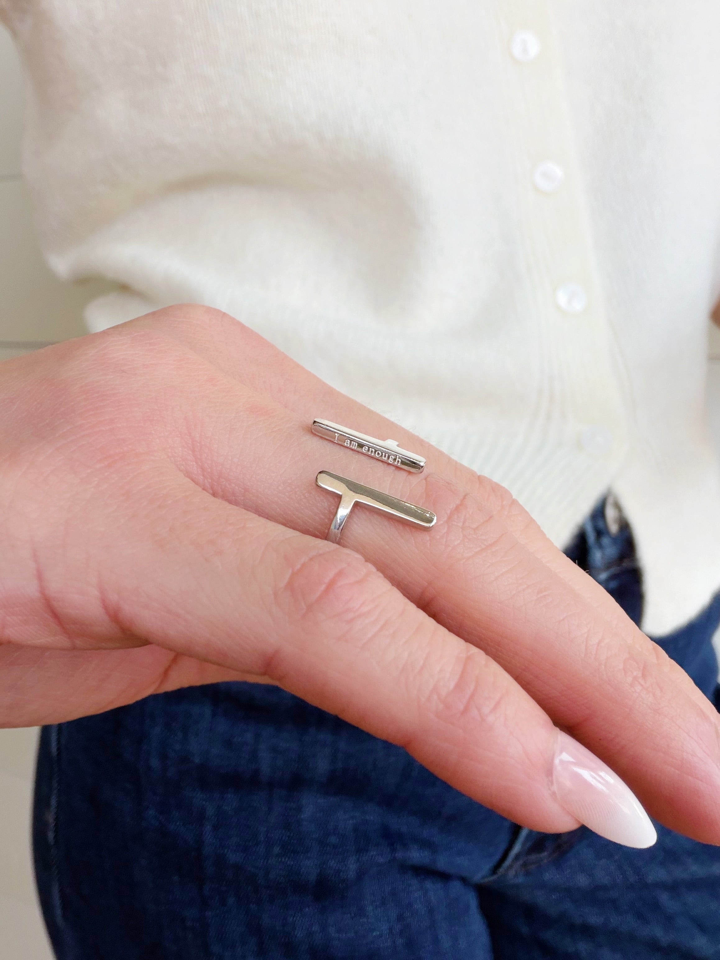I Am Enough Double Bar Ring