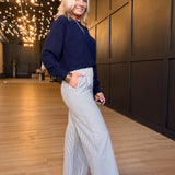 Ivory Hall Stripe Pants In Navy White