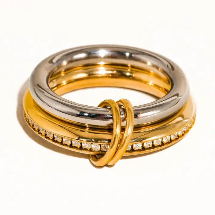 Bayard 18K Gold Non-Tarnish Multi Stack Cz Band Ring - Infinity Raine