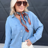 Button Down Notched Collar Shirt In Denim