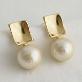 Contemporary Geometric Pearl Drop Earrings - Infinity Raine