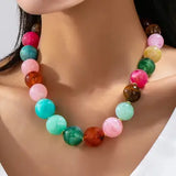 Vintage-Inspired Multi Marbled Resin Necklace