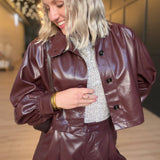 District Crop Jacket In Wine