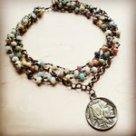 Amazonite Collar-Length Necklace With Indian Head Coin - Infinity Raine
