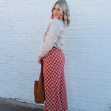 Lila Slouchy V-Neck Lace Inserted Sweater Top In Oatmeal
