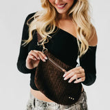Suede Westlyn Woven Bum Bag In Suede Chocolate - Infinity Raine