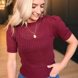 Flynn Netted Sweater Top In Berry
