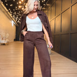 Risk Taker Faux Suede Pants In Dark Brown