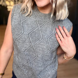 Campus Girl Geometric Sweater Vest In Grey
