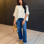 Billie Stripe Brushed Dolman Top In Cream Taupe - Infinity Raine