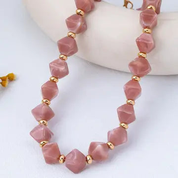 Faceted Resin Briolette Necklace In Blush - Infinity Raine
