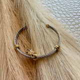 Two Tone Double Cable Clover Bracelet - Infinity Raine