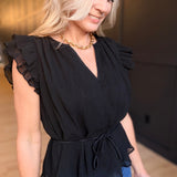 Nightcap Ruffle Sleeve Blouse In Black