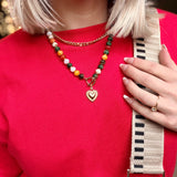 Multi Layer Pendant Resin Beaded Heart Necklace