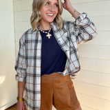 Hammered Cross Beaded Necklace