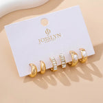 Pearl & Baguette Huggie Hoop Trio Earring Set In Gold - Infinity Raine