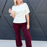 Rae Off Shoulder Cotton Knit Top In Cream