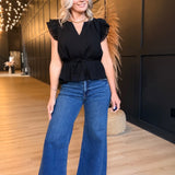 Nightcap Ruffle Sleeve Blouse In Black